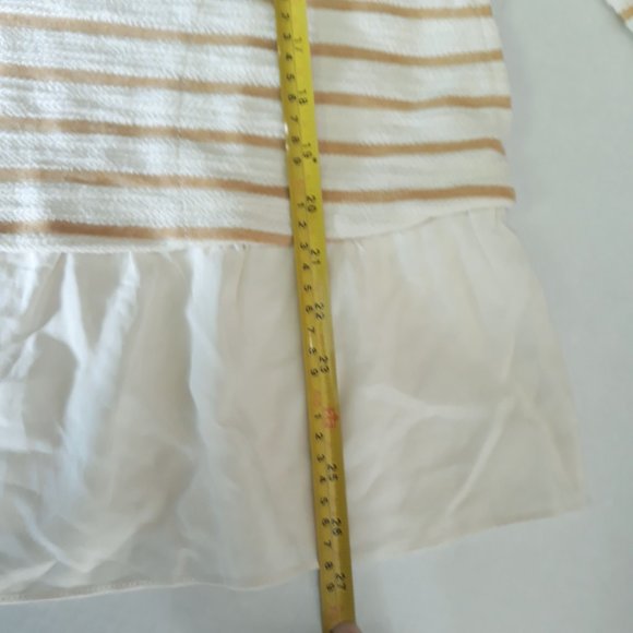 LOGO Lori Goldstein Textured Stripes Tiered Tunic Sz XS Yellow Cream Boho Preppy - Picture 5 of 8